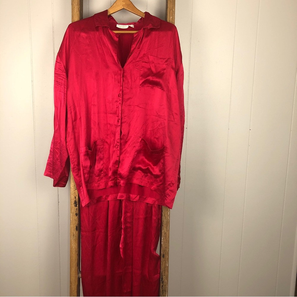 3pc VTG Victoria's Secret Gold Label Silk Pajamas and Robe